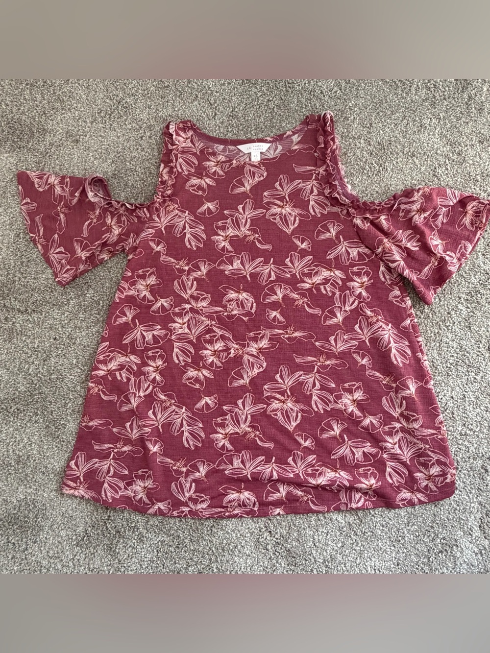 LC Cold-Shoulder Floral Top - Rose Pink